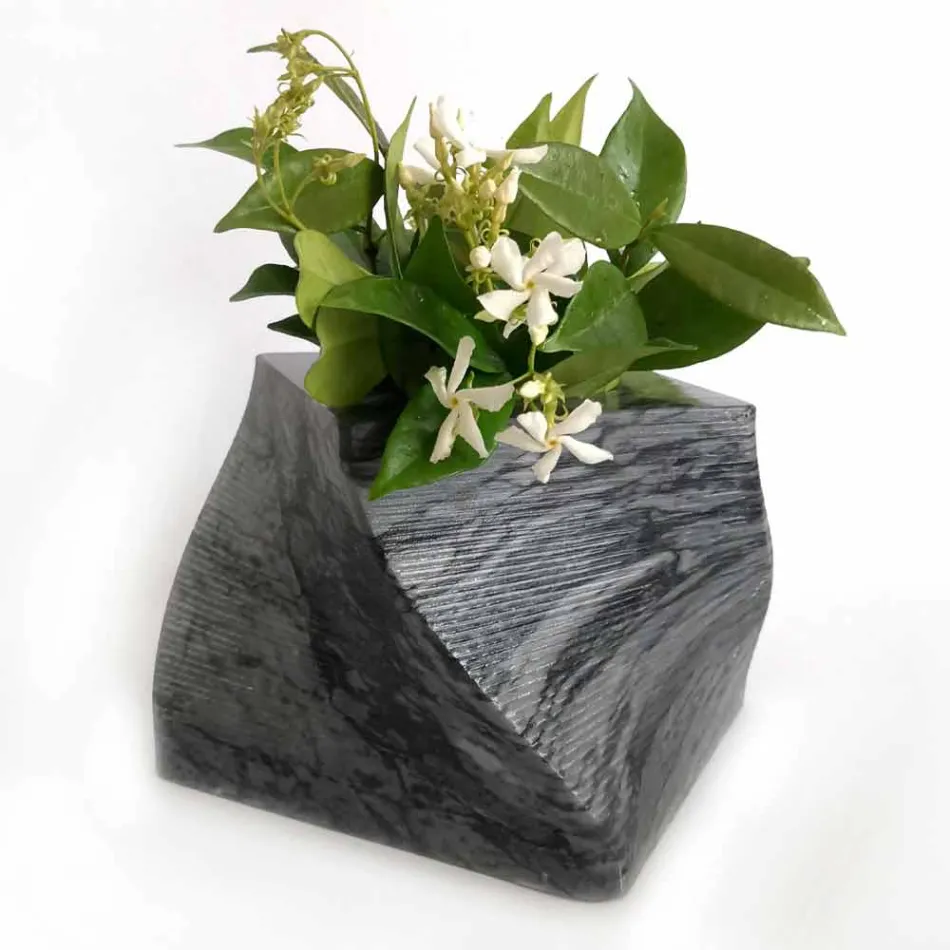 Decorative Design Vase in Bardiglio or Carrara Marble Made in Italy - Prisma Viadurini