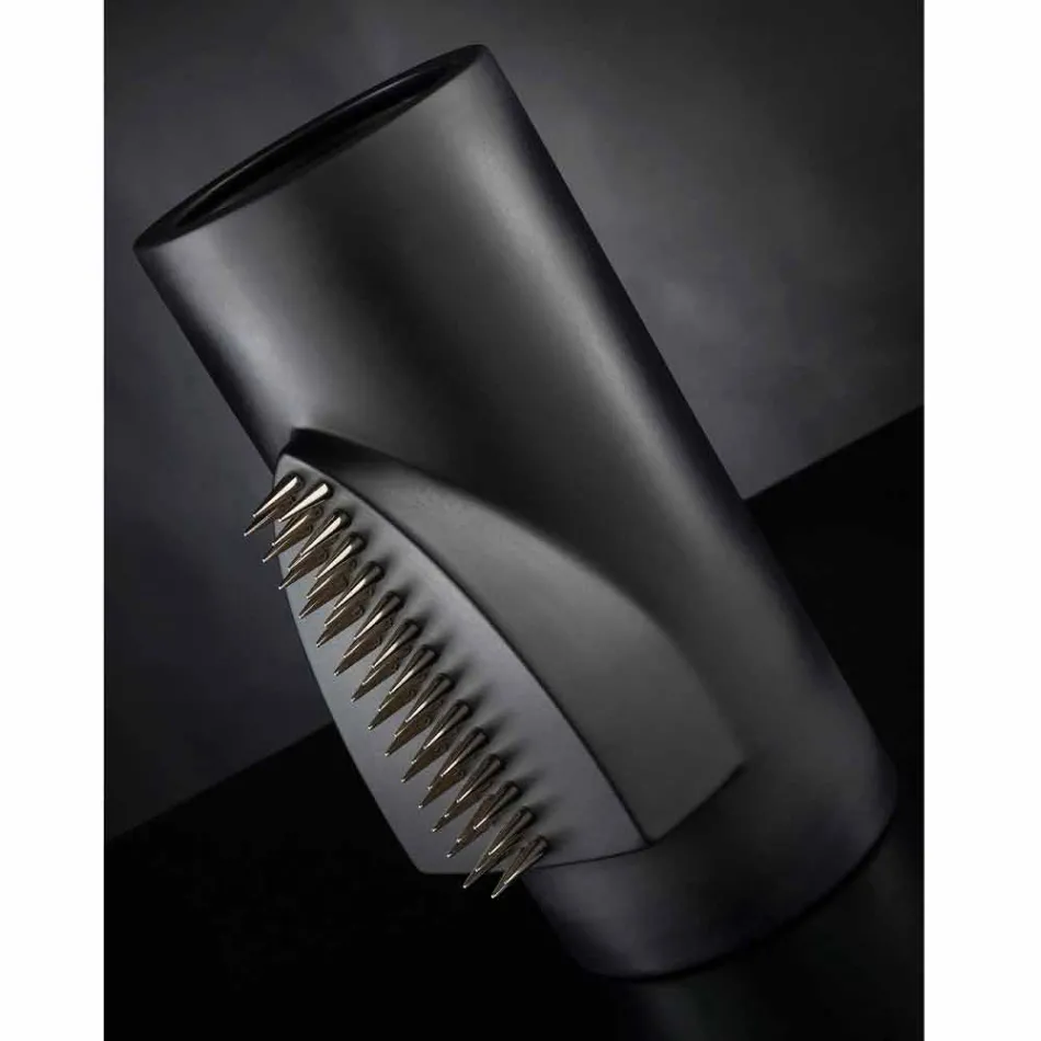 Decorative Vase in Matt Black Ceramic Handmade in Italy - Medina Viadurini