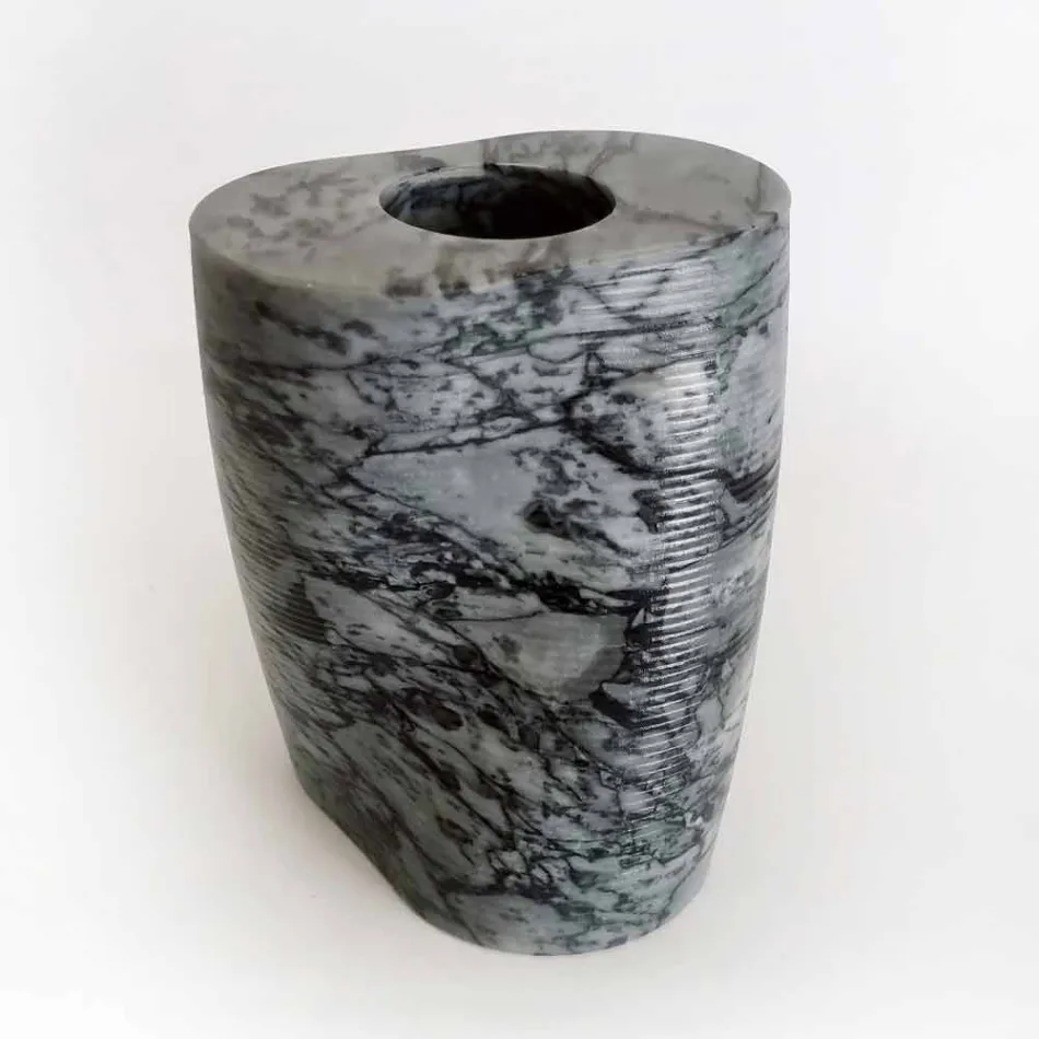 Modern Decorative Vase in Bardiglio Fiorito Marble Made in Italy - Dido Viadurini