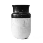 Vase Decor in White Carrara Marble and Black Marquinia Design - Calar Viadurini