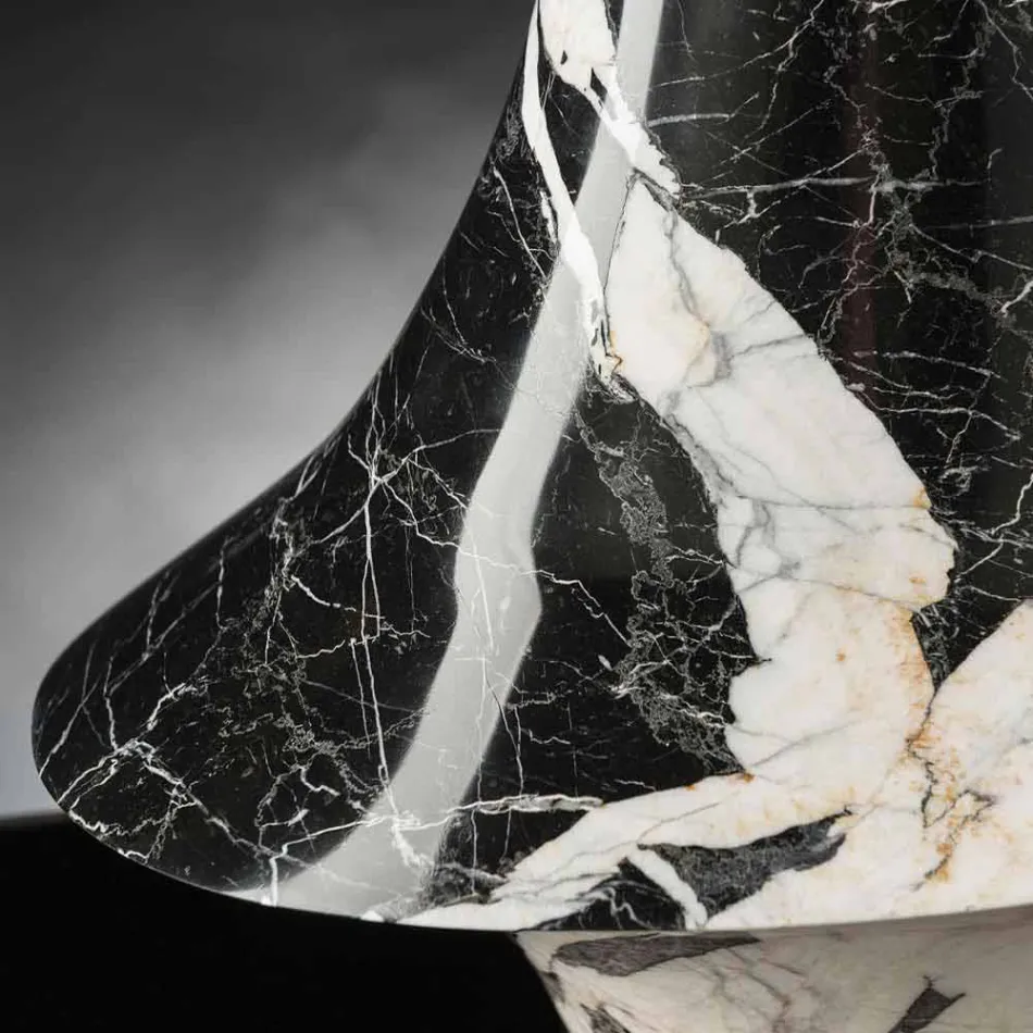 Elegant Indoor Vase in White and Black Marble Made in Italy - Original Viadurini