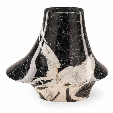 Elegant Indoor Vase in White and Black Marble Made in Italy - Original Viadurini