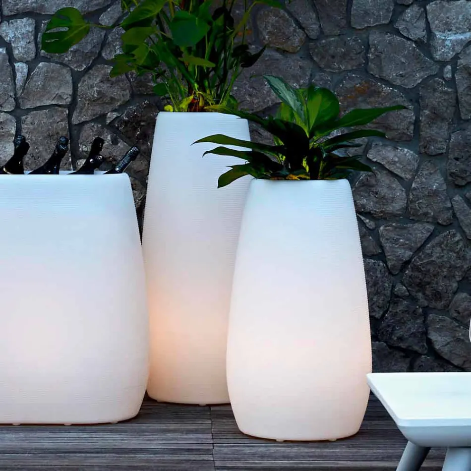 Planter Vase in Luminous Plastic, Design in 3 Sizes - Pandora by Myyour Viadurini