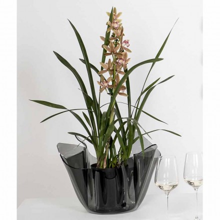 Internal / external vase draped Pina smoke, modern design Viadurini