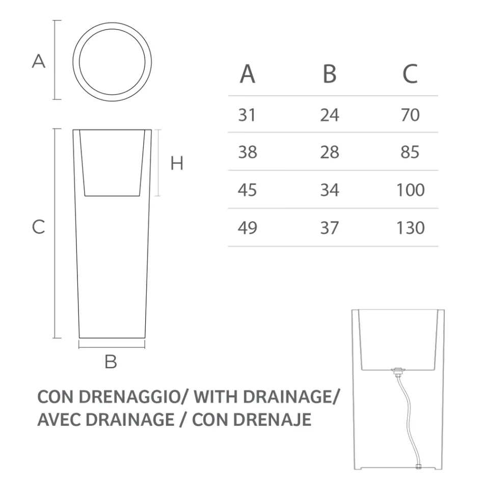 Tall Indoor Vase in White Polyethylene Made in Italy - Devid Viadurini
