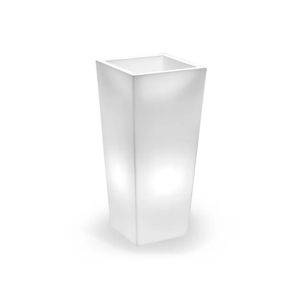 Tall Indoor Vase in White Polyethylene Made in Italy - Devid Viadurini