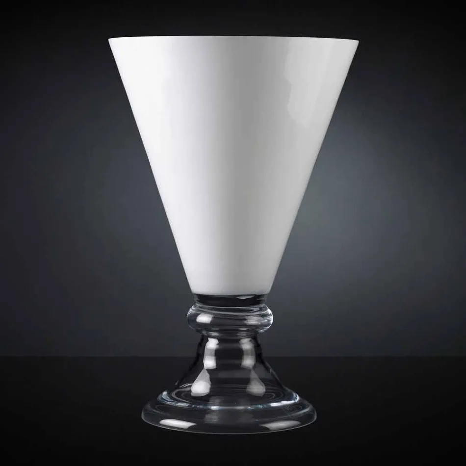 Modern Indoor Vase in White and Transparent Glass Made in Italy - Romantic Viadurini