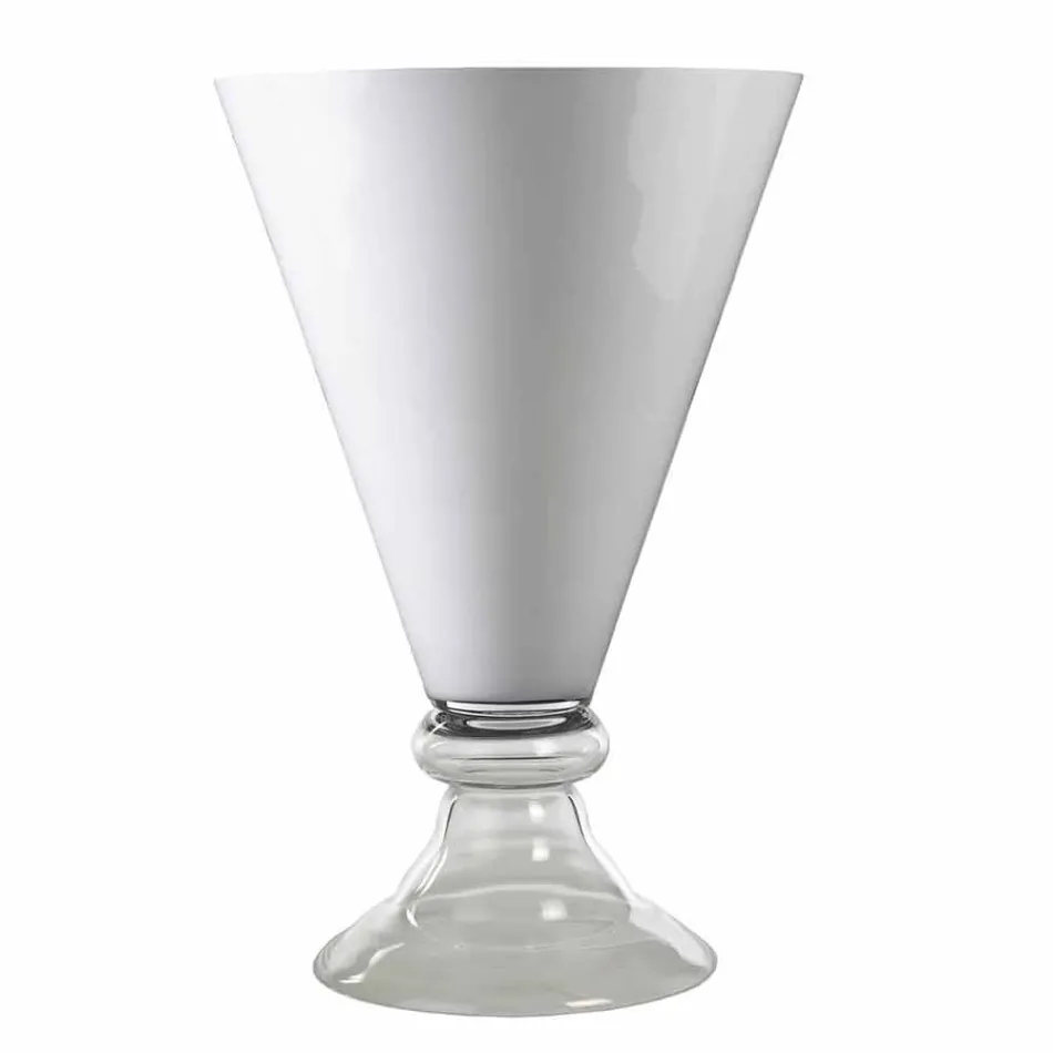 Modern Indoor Vase in White and Transparent Glass Made in Italy - Romantic Viadurini