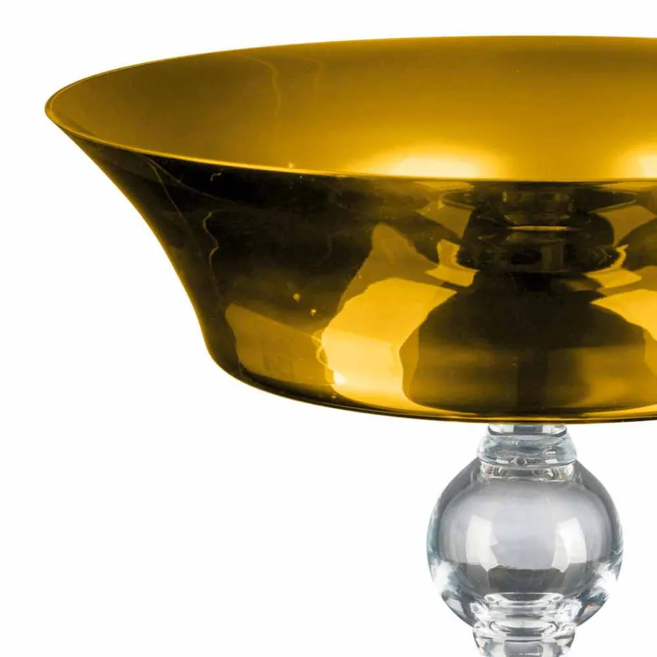 Ornamental Vase in Gold and Transparent Blown Glass Made in Italy - Delfino Viadurini