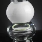 Transparent Glass Ornamental Vase with White Sphere Made in Italy - Vanissa Viadurini