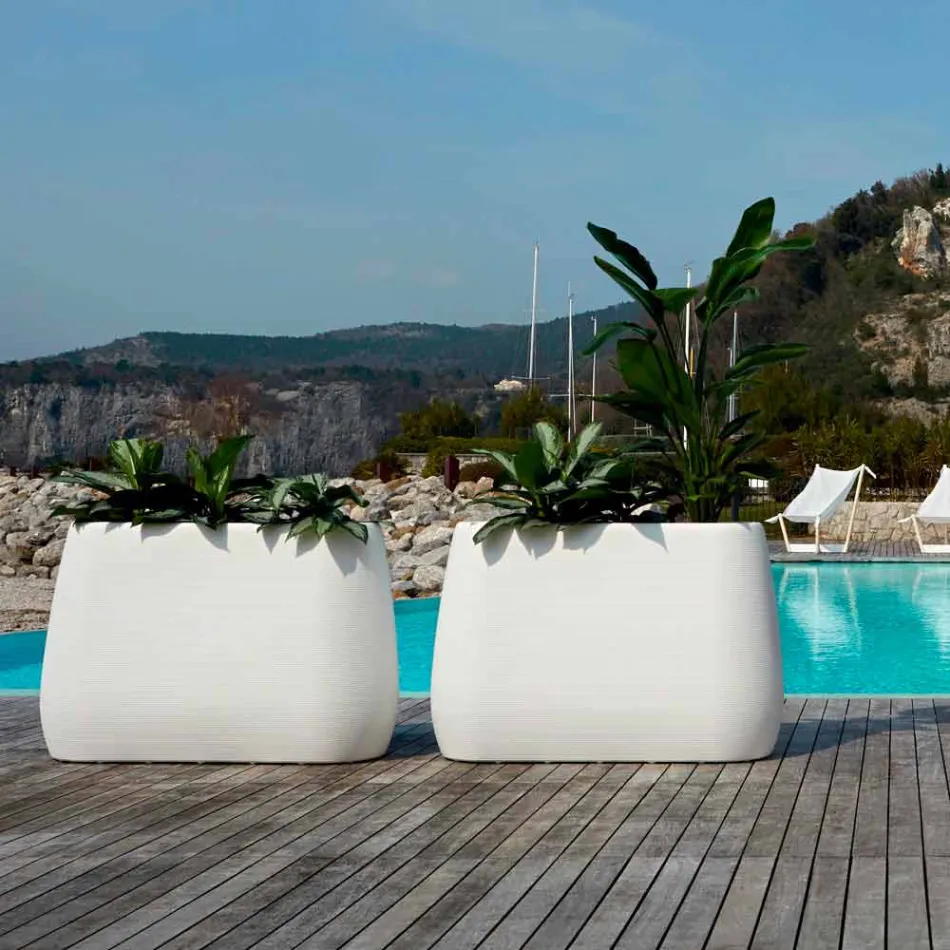 White Design Indoor or Outdoor Vase in Three Sizes, 2 Pieces - Pandora by Myyour Viadurini