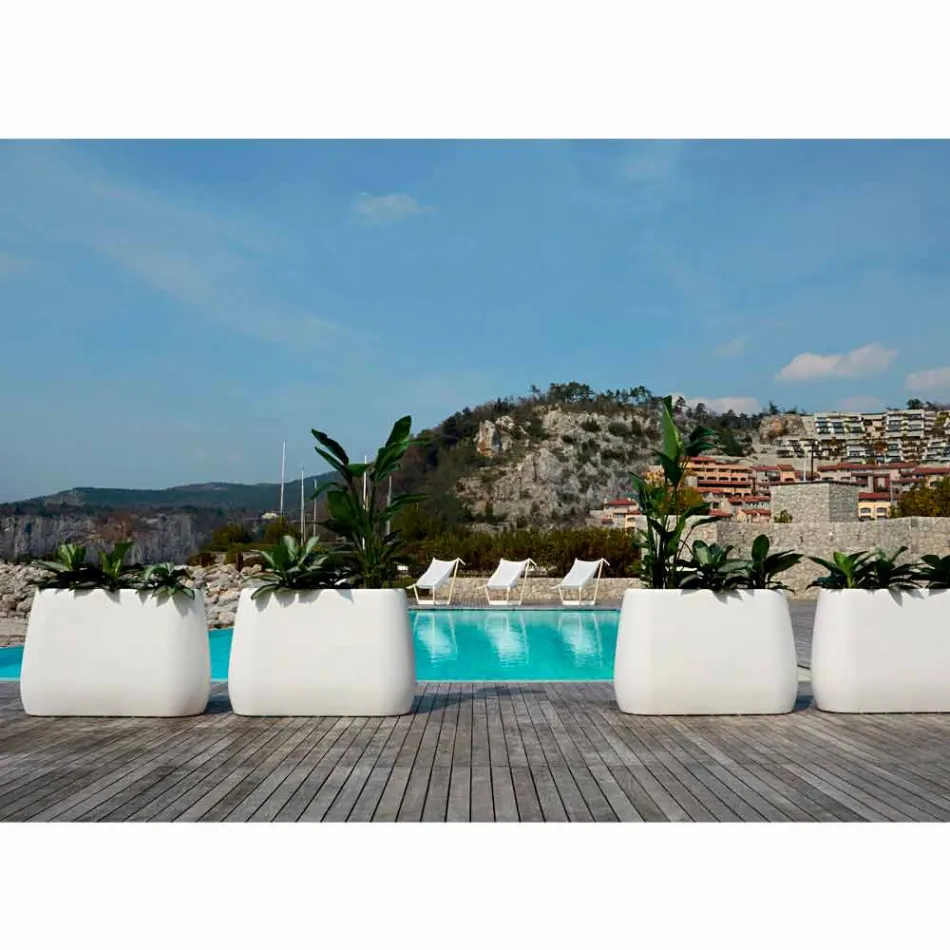 White Design Indoor or Outdoor Vase in Three Sizes, 2 Pieces - Pandora by Myyour Viadurini