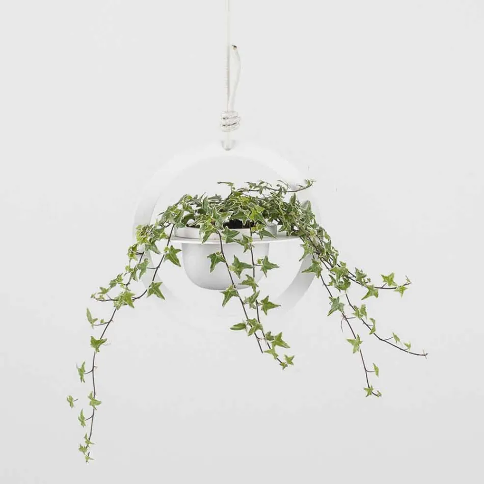 Hanging Flower Vase in Steel and Ceramic Made in Italy - Leotta Viadurini