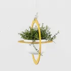 Hanging Flower Vase in Steel and Ceramic Made in Italy - Leotta Viadurini