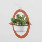 Hanging Flower Vase in Steel and Ceramic Made in Italy - Leotta Viadurini