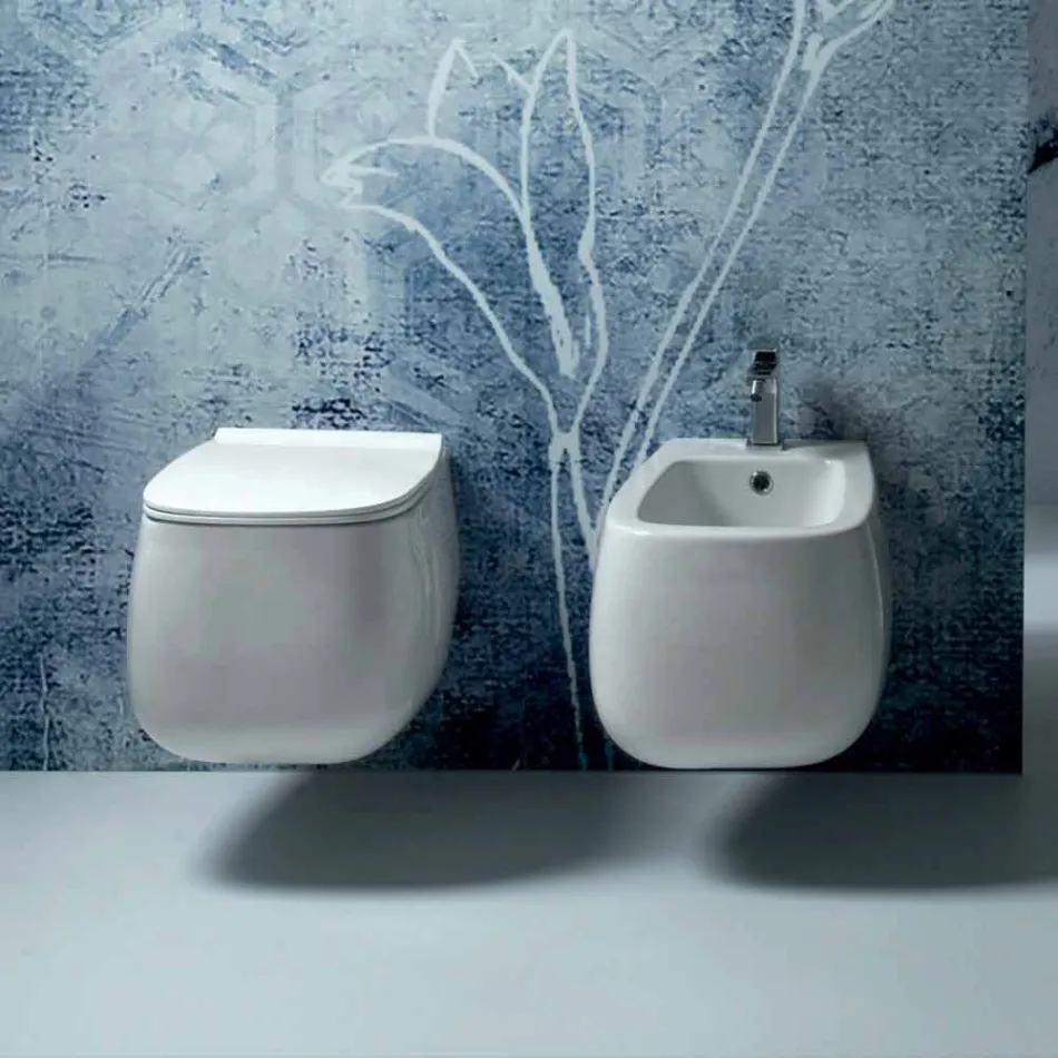 White ceramic wall-mounted vase, modern design Gaiola, made in Italy Viadurini