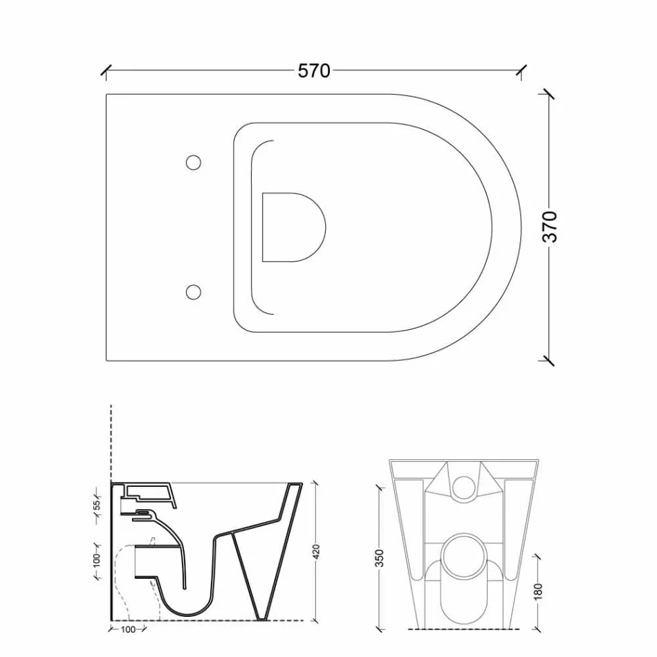Modern white ceramic toilet bowl Sun Round 57x37 cm made in Italy Viadurini