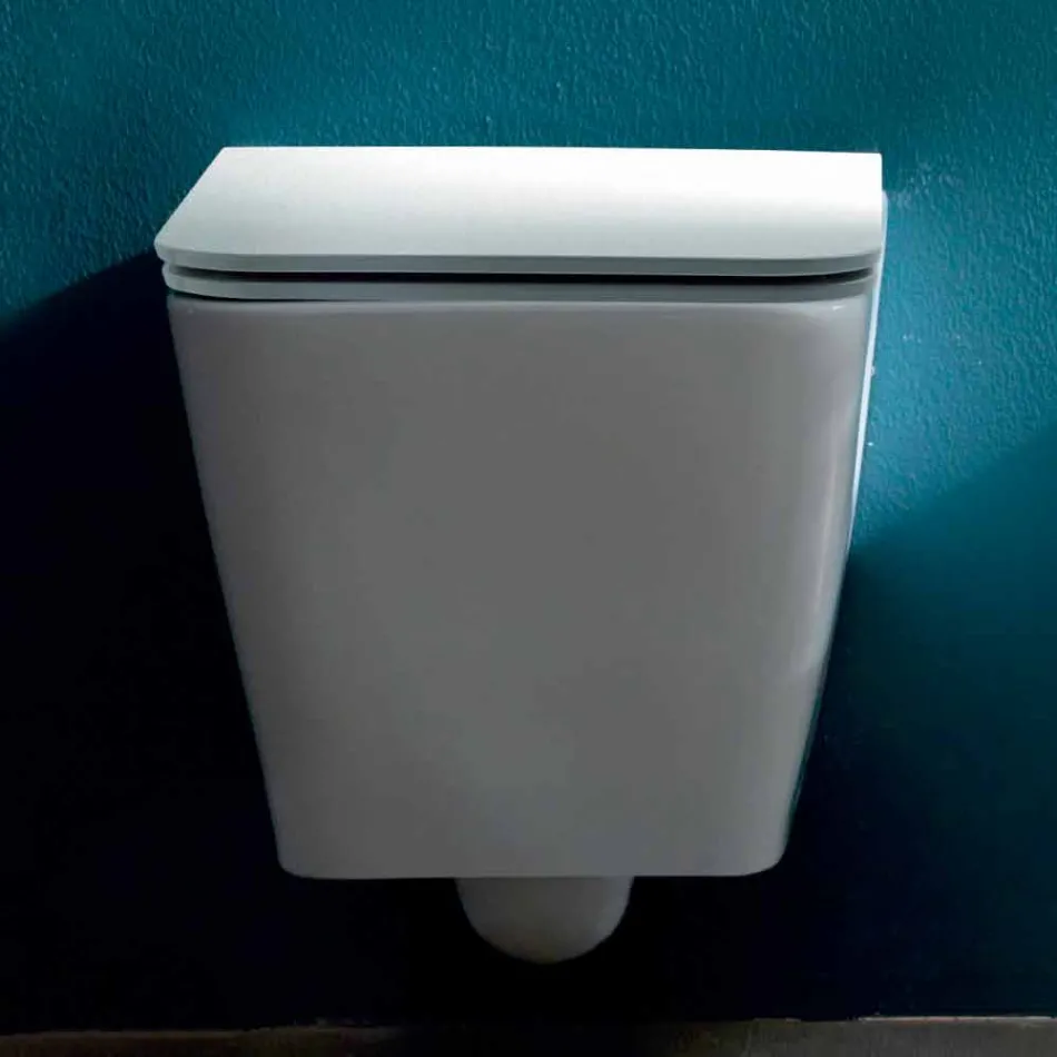 Ceramic wall-hung toilet, modern design, Sun Square made in Italy Viadurini