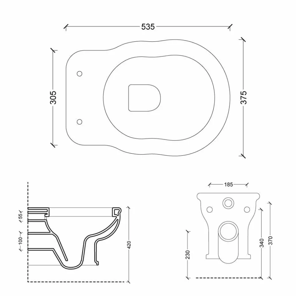 Modern wall hung WC in white ceramic Style 54x36 made in Italy Viadurini