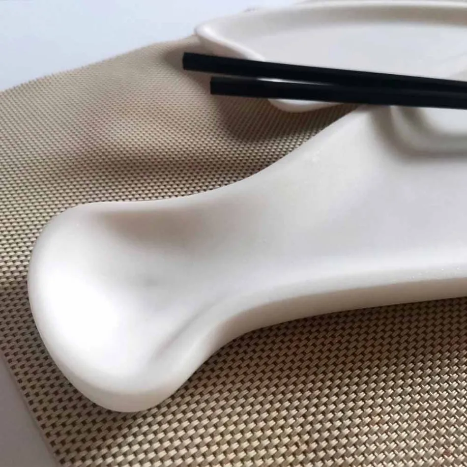 Kitchen Tray in White Carrara Marble Handmade in Italy - Fish Viadurini