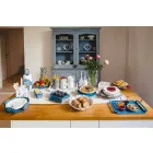 Serving Tray with Flowers in White, Blue or Mud Iron - Marken Viadurini