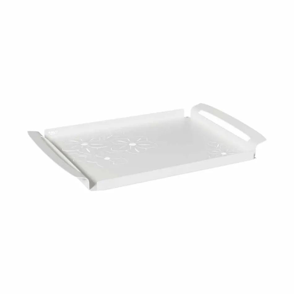 Serving Tray with Flowers in White, Blue or Mud Iron - Marken Viadurini