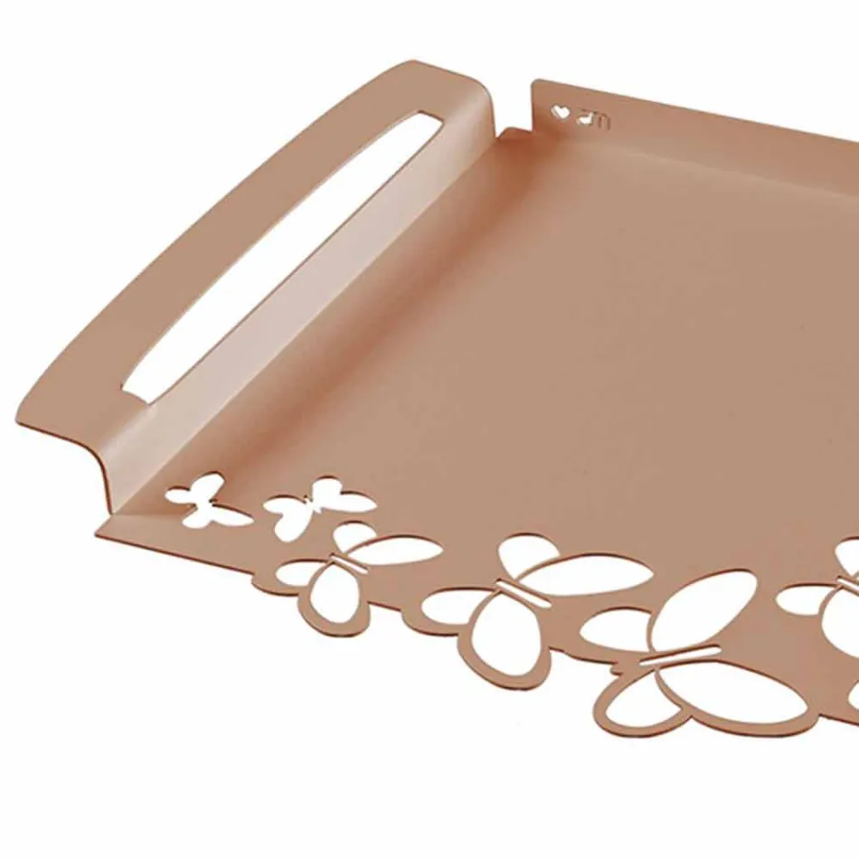 White, Beige or Ivory Iron Design Serving Tray Made in Italy - Leiden Viadurini