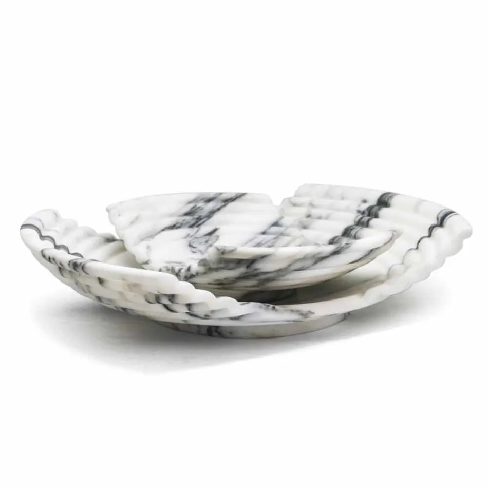 Curved Decorative Tray in Arabescato Marble Made in Italy - Clifton Viadurini