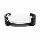 Modern Round Tray in White Carrara Marble Made in Italy - Chet Viadurini