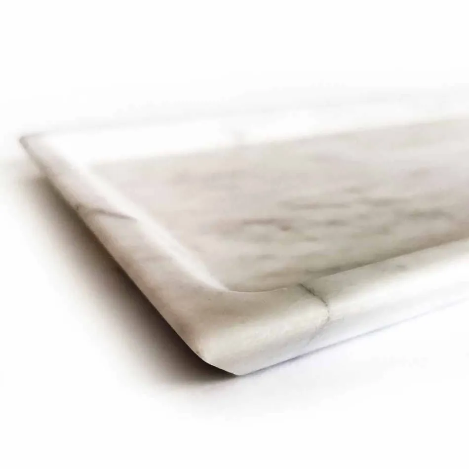 Rectangular Tray in Polished White Carrara Marble Made in Italy - Alga Viadurini