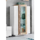 Showcase 3 Doors Living Room White and Anthracite Wood, Cement or Maple - Therese Viadurini