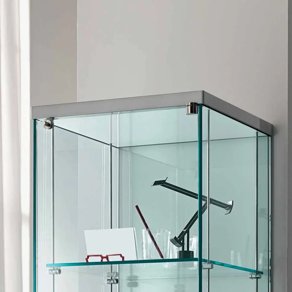 Column Showcase in Transparent Glass with Right or Left Knob - Antonia Viadurini