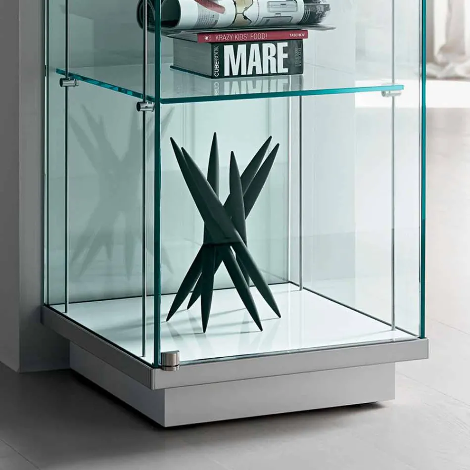 Column Showcase in Transparent Glass with Right or Left Knob - Antonia Viadurini