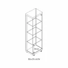 Wall Showcase in Glass and White Wood, Wheels and Illuminated Shelves - Armilla Viadurini