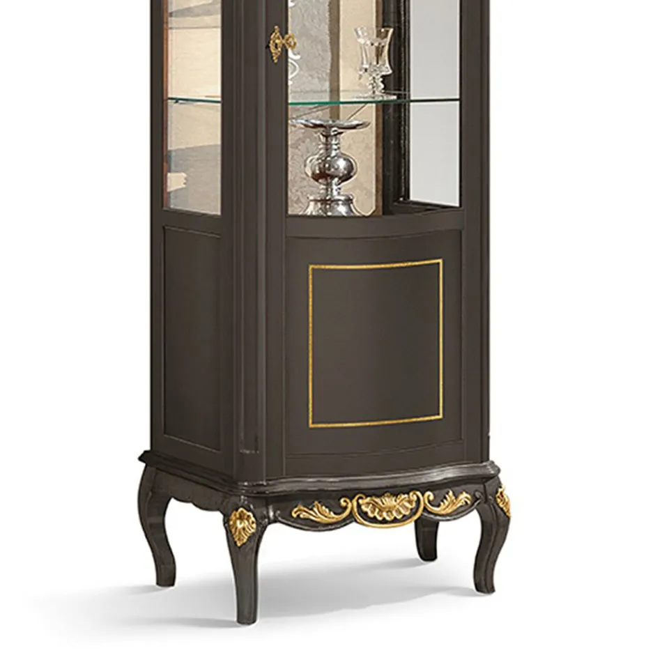 Classic Showcase in White Walnut or Moka Wood Made in Italy - Chantilly Viadurini