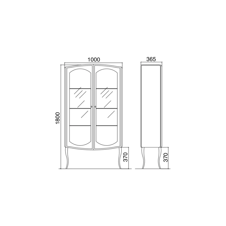Showcase Complete with Two Doors and Three Glass Shelves Made in Italy - Candy Viadurini