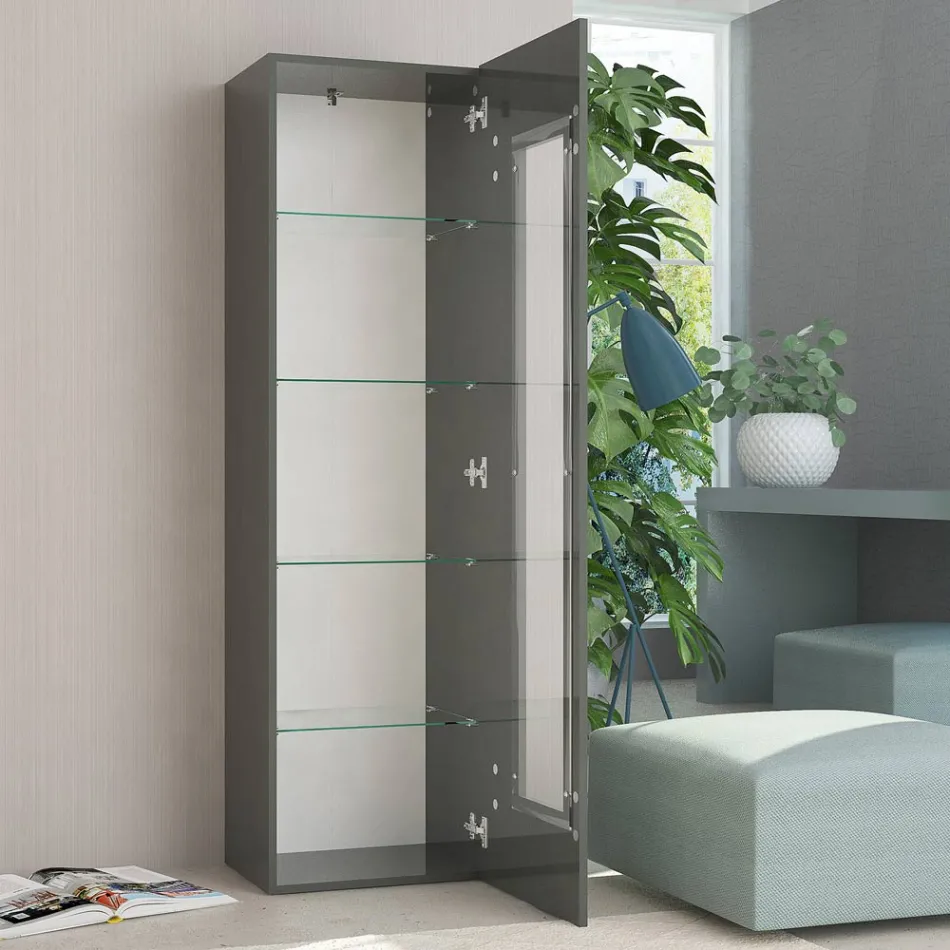 Design Living Room Display Cabinet in White, Anthracite or Concrete Wood - Suzana Viadurini