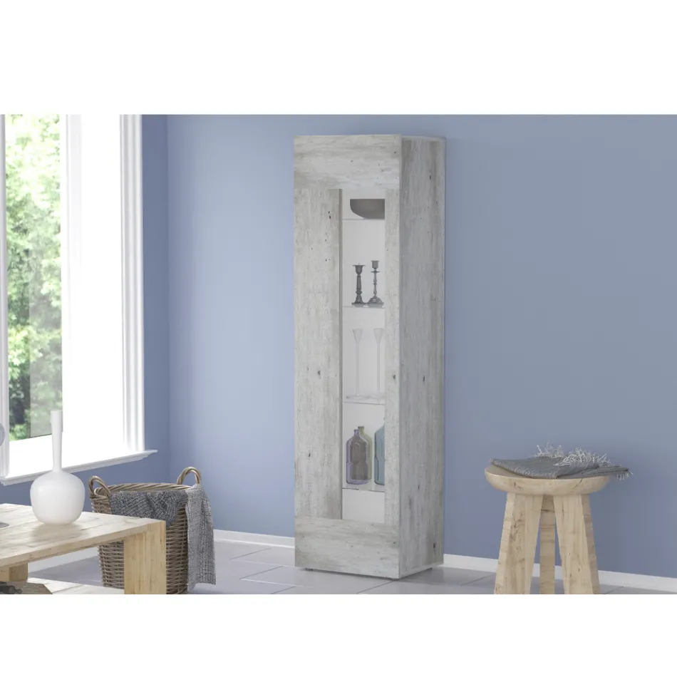 Design Living Room Display Cabinet in White, Anthracite or Concrete Wood - Suzana Viadurini