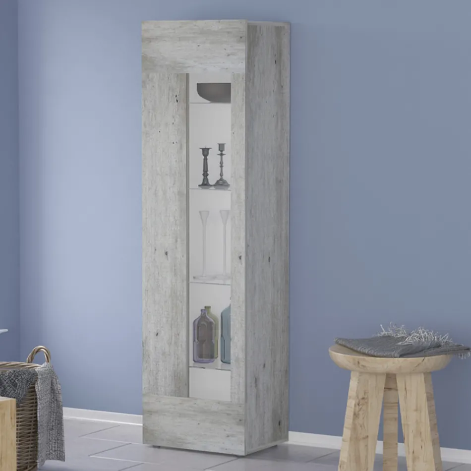 Design Living Room Display Cabinet in White, Anthracite or Concrete Wood - Suzana Viadurini