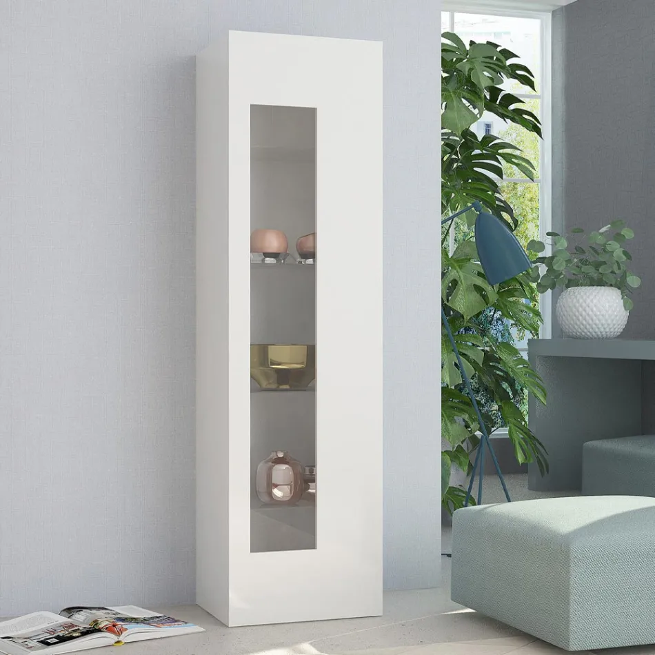 Design Living Room Display Cabinet in White, Anthracite or Concrete Wood - Suzana Viadurini
