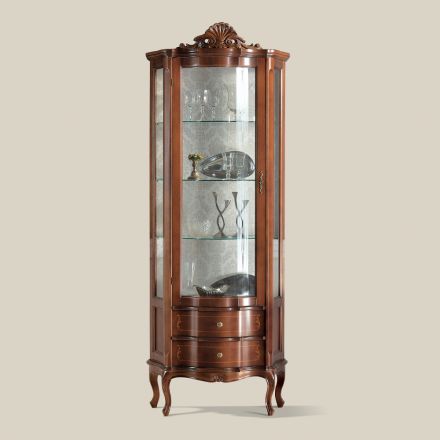 Living Room Display Cabinet 1 Door and 2 Wooden Drawers Made in Italy - Leonor Viadurini