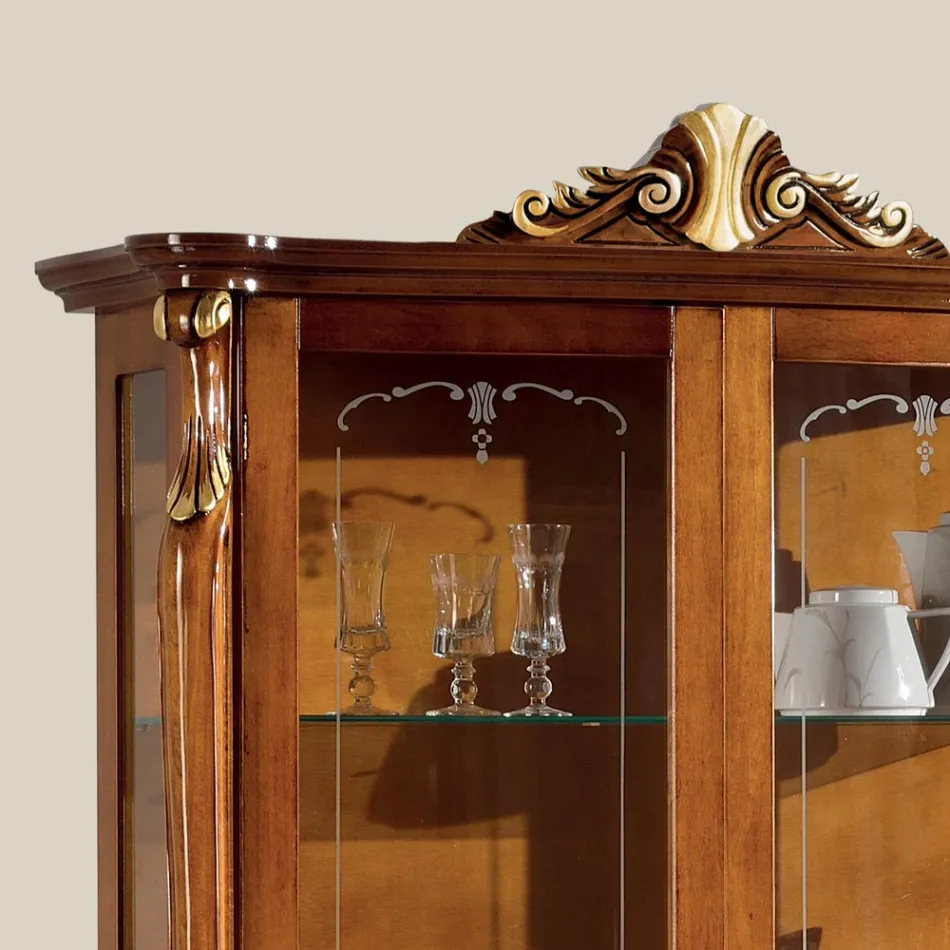 Wooden Living Room Showcase with 2 Doors Classic Made in Italy - Cambrige Viadurini