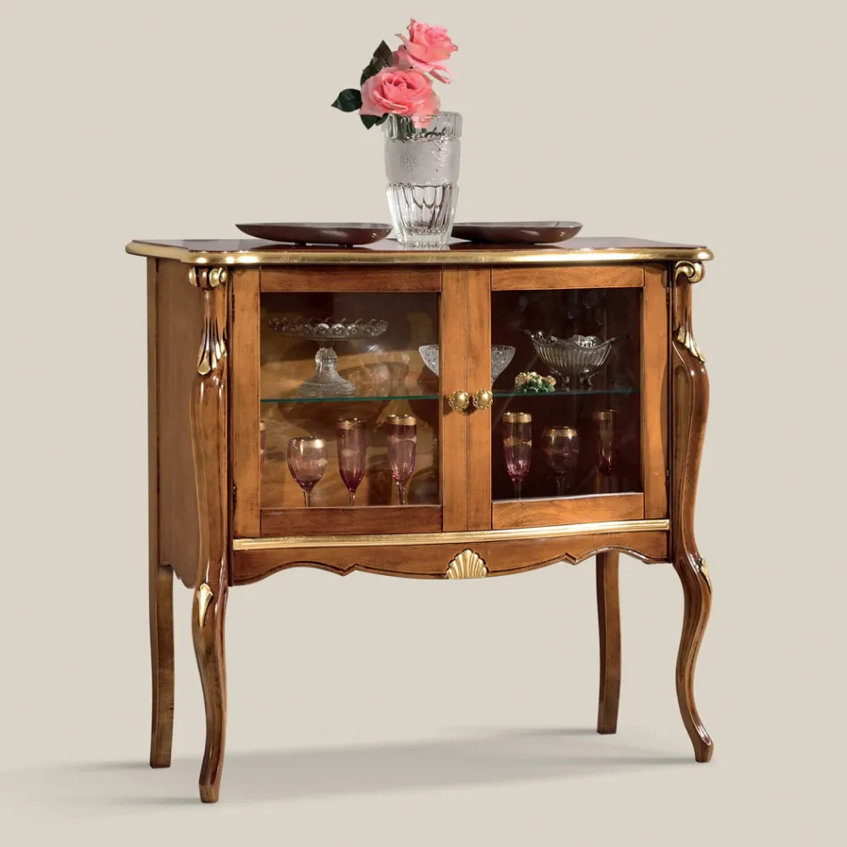 Living Room Showcase 2 Doors in Walnut or White Wood Made in Italy - London Viadurini