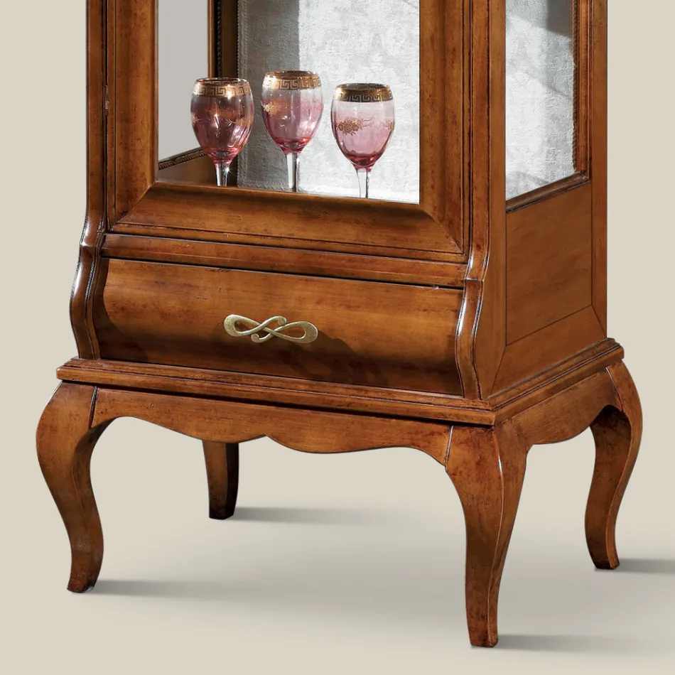 Luxury Living Room Showcase in Classic Walnut Wood Made in Italy - Hastings Viadurini