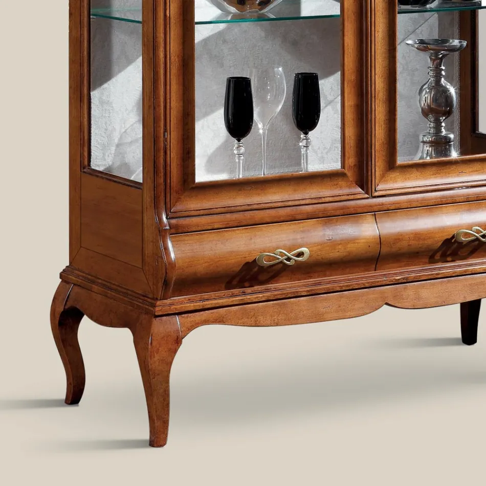 Luxury Living Room Showcase in Classic Walnut Wood Made in Italy - Hastings Viadurini