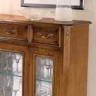 Living Room Display Cabinet in Wood with Door and 3 Drawers Made in Italy - Richard Viadurini