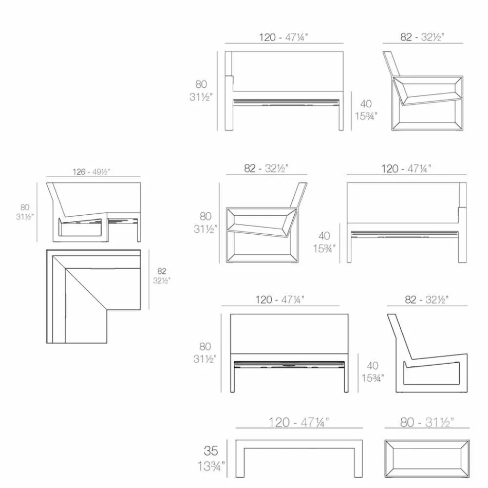 Vondom Frame garden lounge with modern design Viadurini