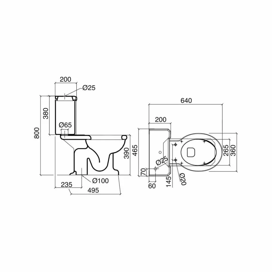 Water Monobloc Classic in White Ceramic with Box Made in Italy - Marwa Viadurini